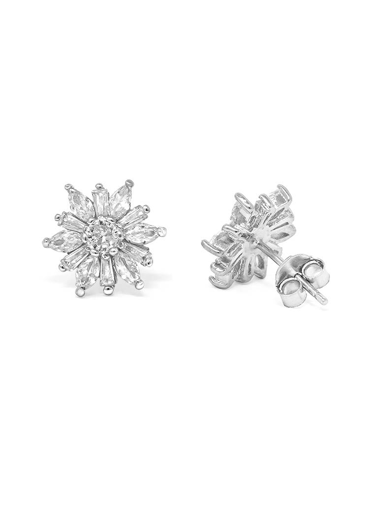 Mannash Floweret Cluster Sterling Silver Stud Earrings : MZSES471D1114