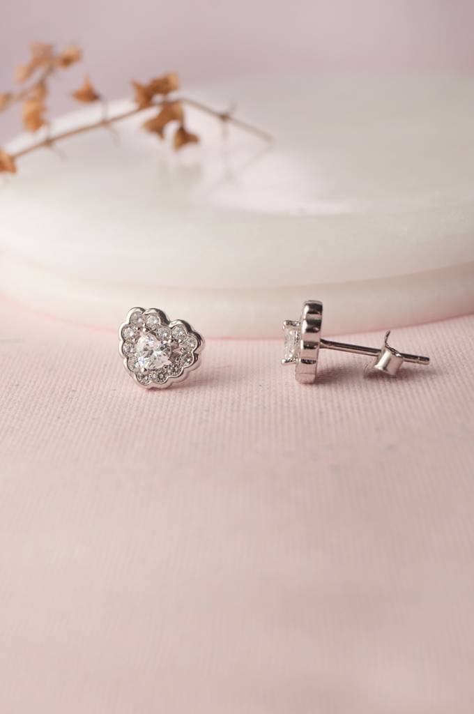 Fun And Frill Heart Sterling Silver Stud Earrings : MZSES487D1142