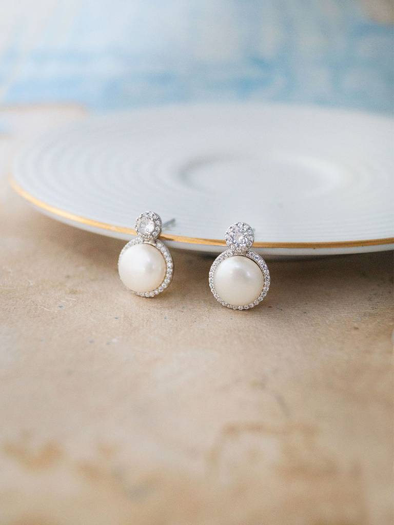 Pearl With A Bling Sterling Silver Stud Earrings : MZSES642D1512