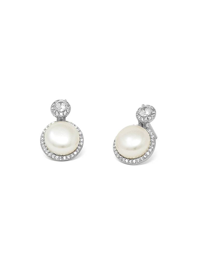 Pearl With A Bling Sterling Silver Stud Earrings : MZSES642D1512