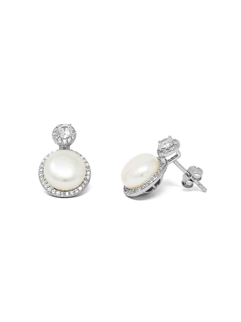 Pearl With A Bling Sterling Silver Stud Earrings : MZSES642D1512