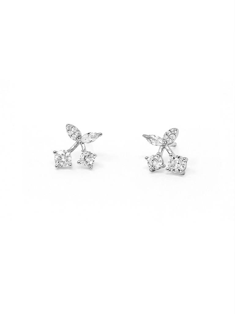 Mannash Sparkling Cherry Sterling Silver Stud Earrings : MZSES716D1699