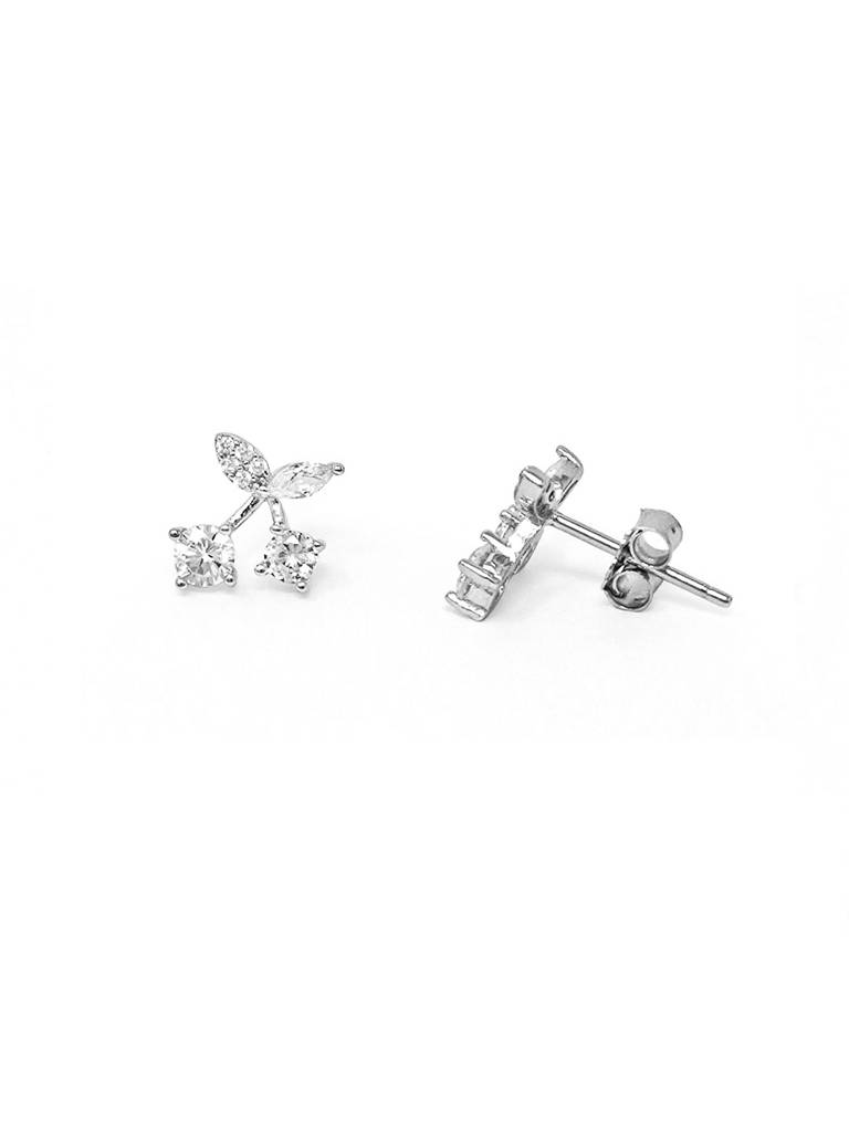 Mannash Sparkling Cherry Sterling Silver Stud Earrings : MZSES716D1699