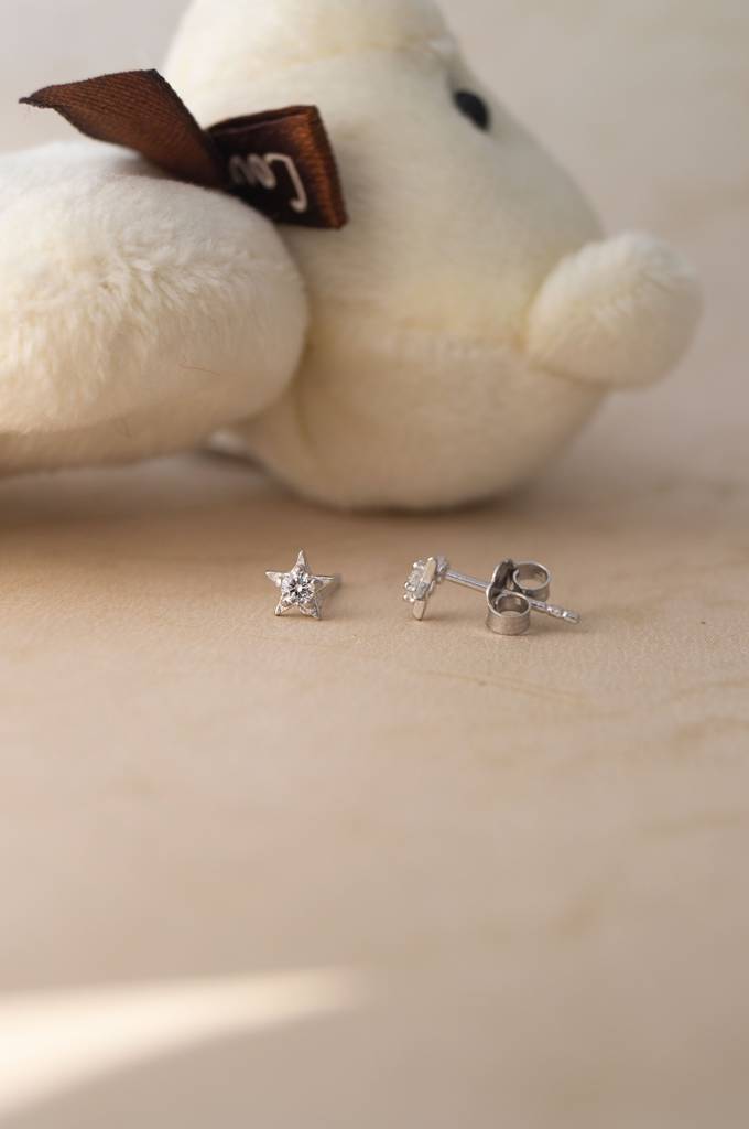 Star Twinkle Plated Sterling Silver Stud Earrings : MZSES909D2279