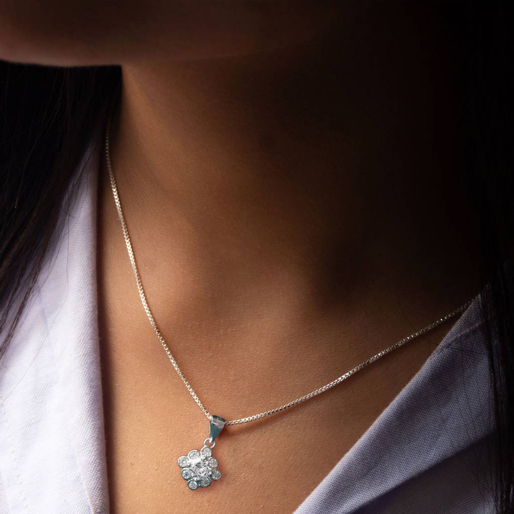 Mannash Square With Me Sparkle Sterling Silver Pendant Set : MZSJPSC41D071