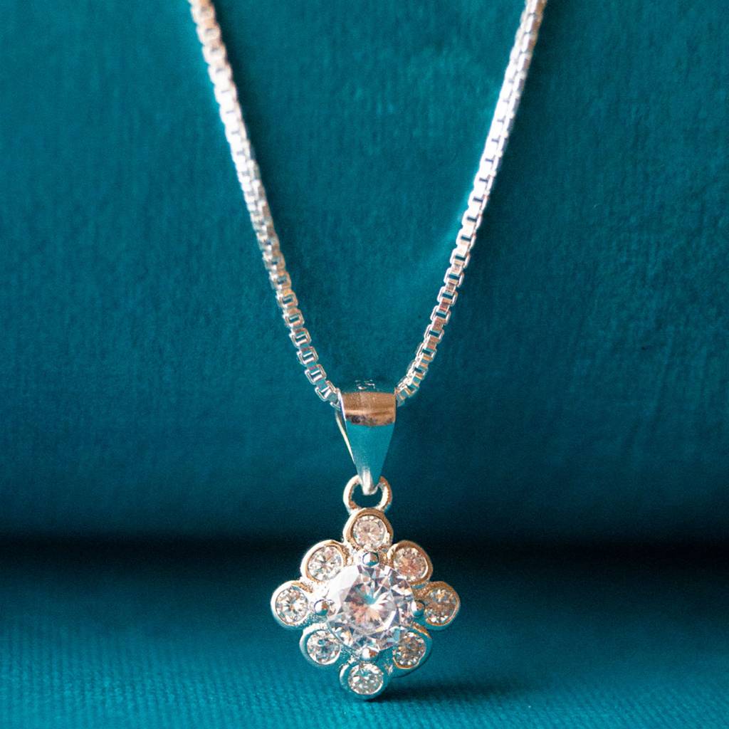 Mannash Square With Me Sparkle Sterling Silver Pendant Set : MZSJPSC41D071