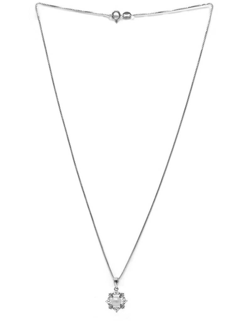 Victorian Ornate Pearl Sterling Silver Pendant Set : MZSJPSC725D1715