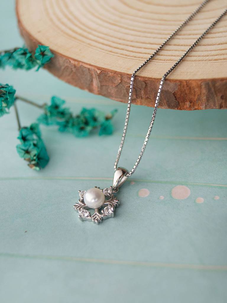 Victorian Ornate Pearl Sterling Silver Pendant Set : MZSJPSC725D1715