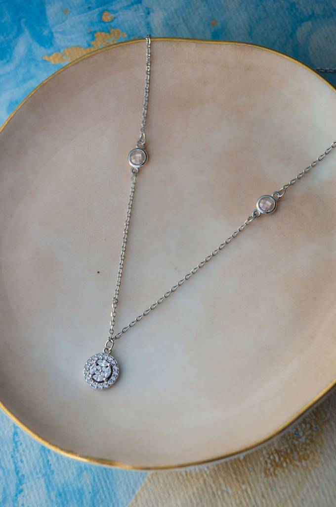 Mannash Minimal Cluster Sterling Silver Chain Necklace : MZSNCP403D968