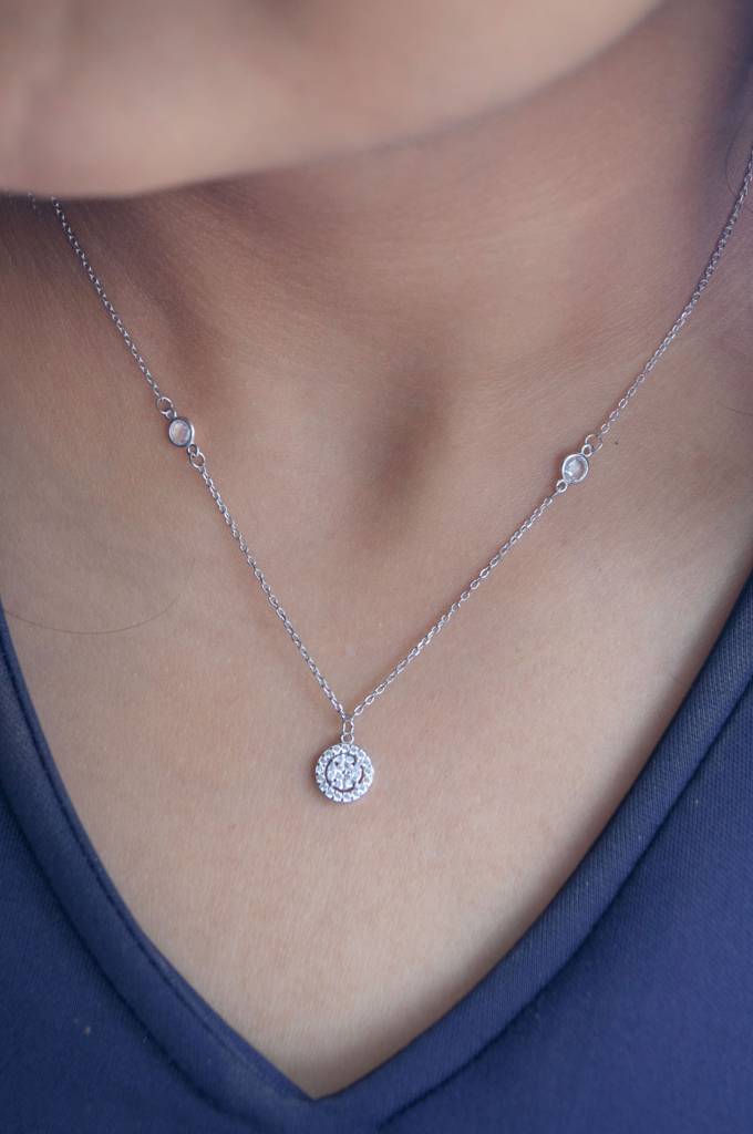 Mannash Minimal Cluster Sterling Silver Chain Necklace : MZSNCP403D968