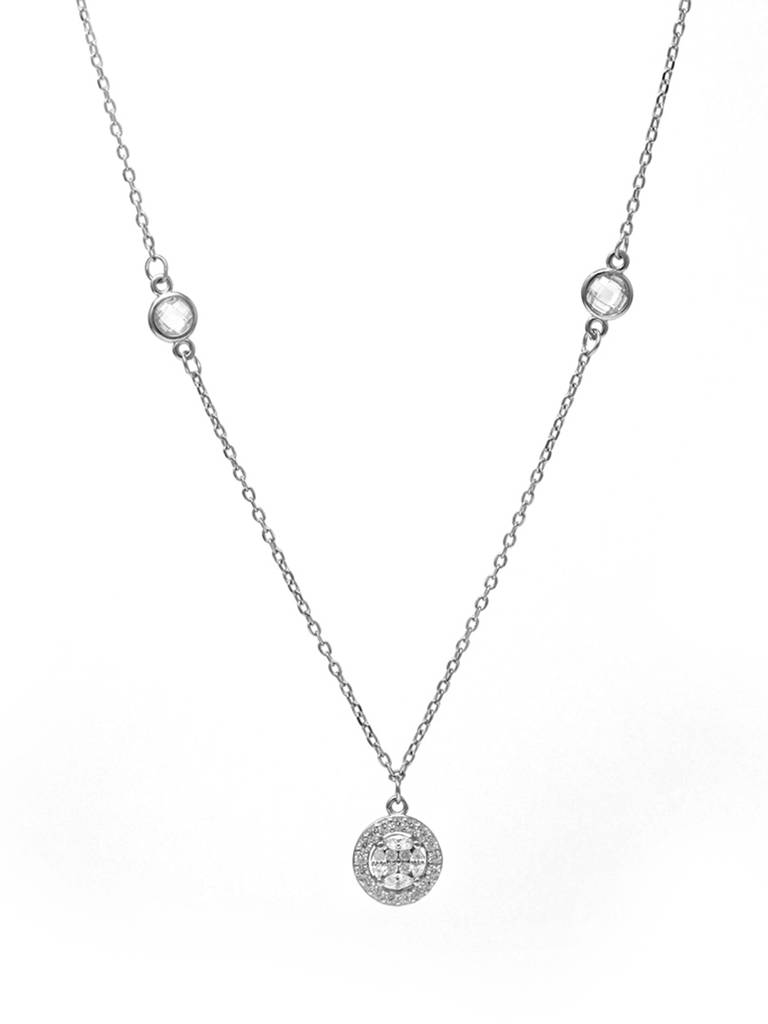 Mannash Minimal Cluster Sterling Silver Chain Necklace : MZSNCP403D968