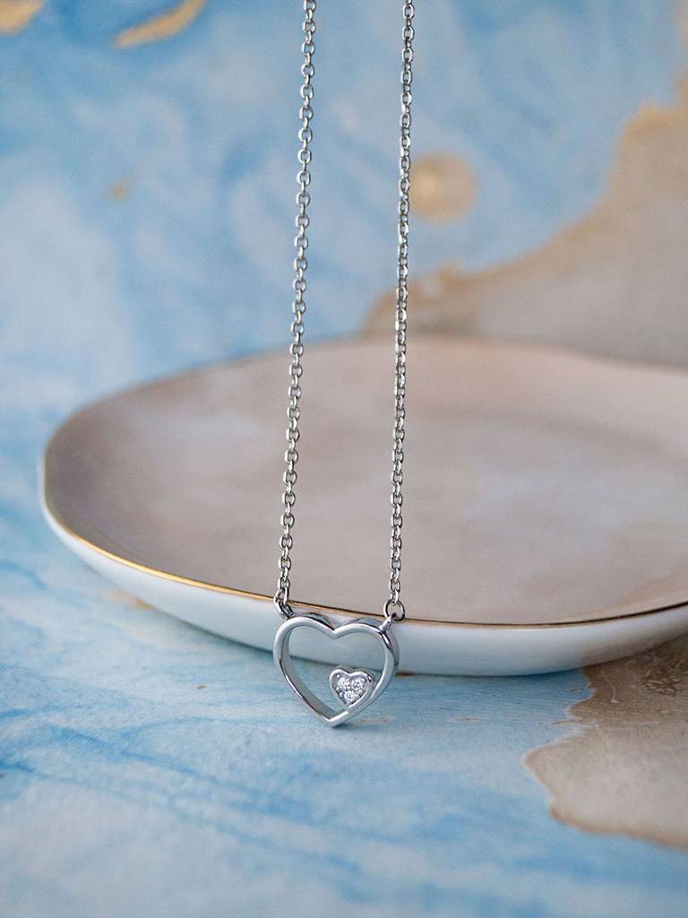 Mannash In My Heart Sterling Silver Chain Necklace : MZSNCP443D1042