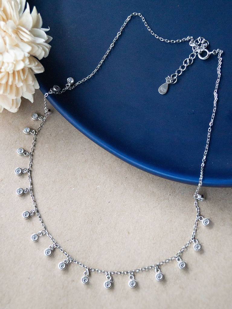 Pretty Solitiares Sterling Silver Charm Necklace : MZSNCP483D1133