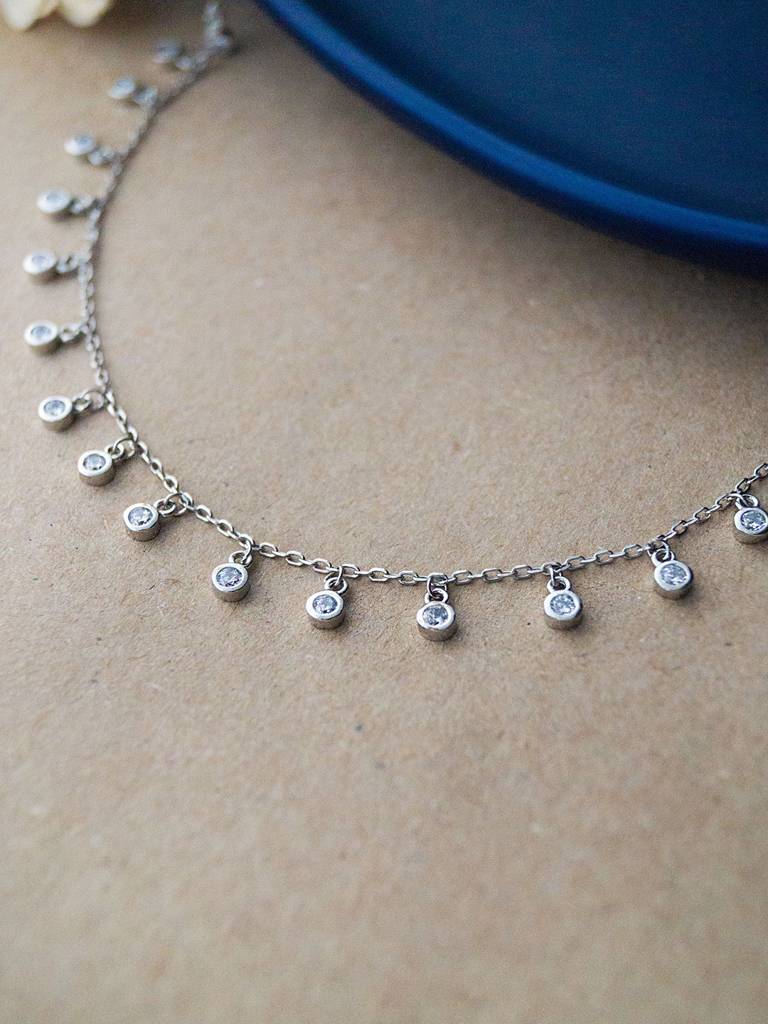 Pretty Solitiares Sterling Silver Charm Necklace : MZSNCP483D1133