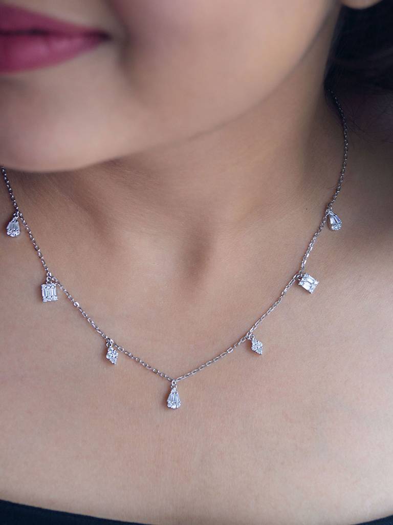 Mannash Dancing Clusters Sterling Silver Charm Necklace : MZSNCP484D1135