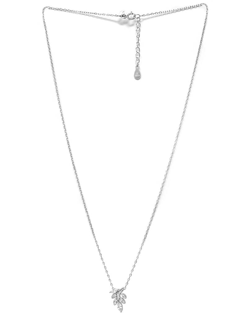 Shinning Flora Leaves Sterling Silver Chain Necklace