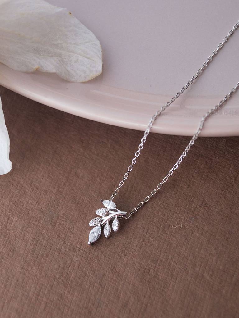 Shinning Flora Leaves Sterling Silver Chain Necklace