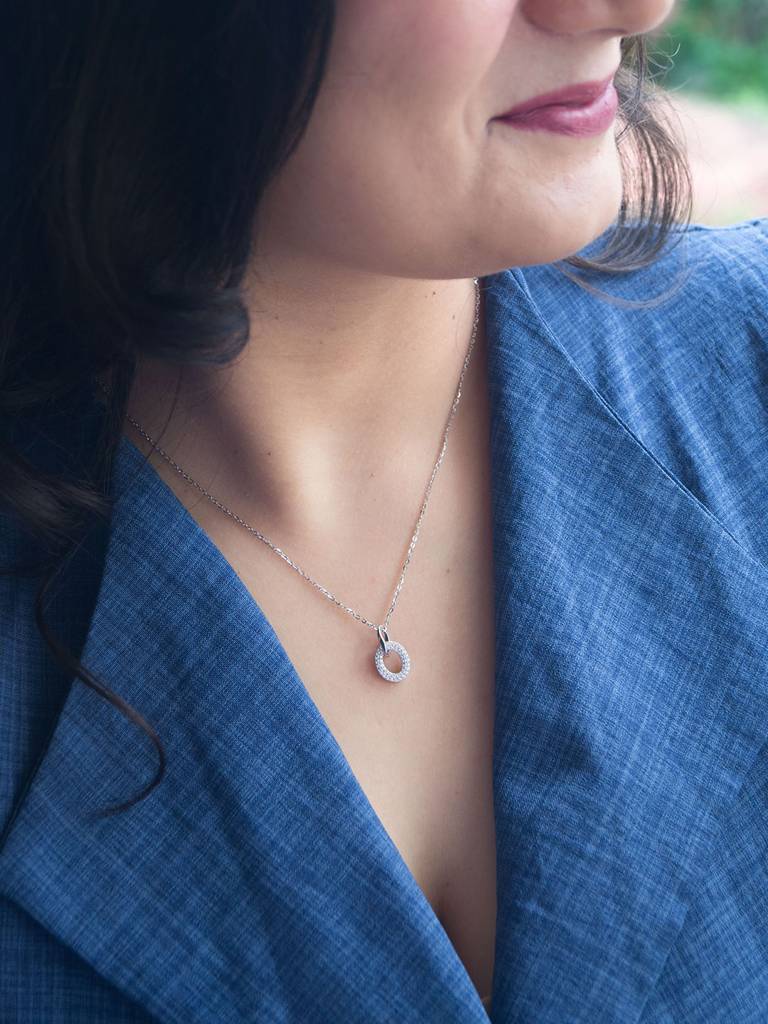 Mannash Oval Charm Sterling Silver Chain Necklace : MZSNCP639D1507