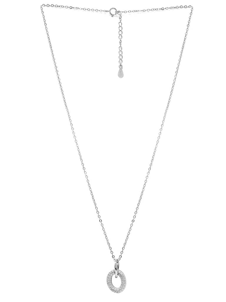 Mannash Oval Charm Sterling Silver Chain Necklace : MZSNCP639D1507
