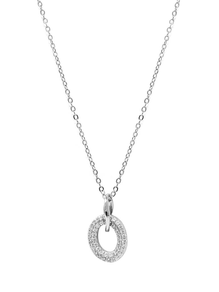 Mannash Oval Charm Sterling Silver Chain Necklace : MZSNCP639D1507