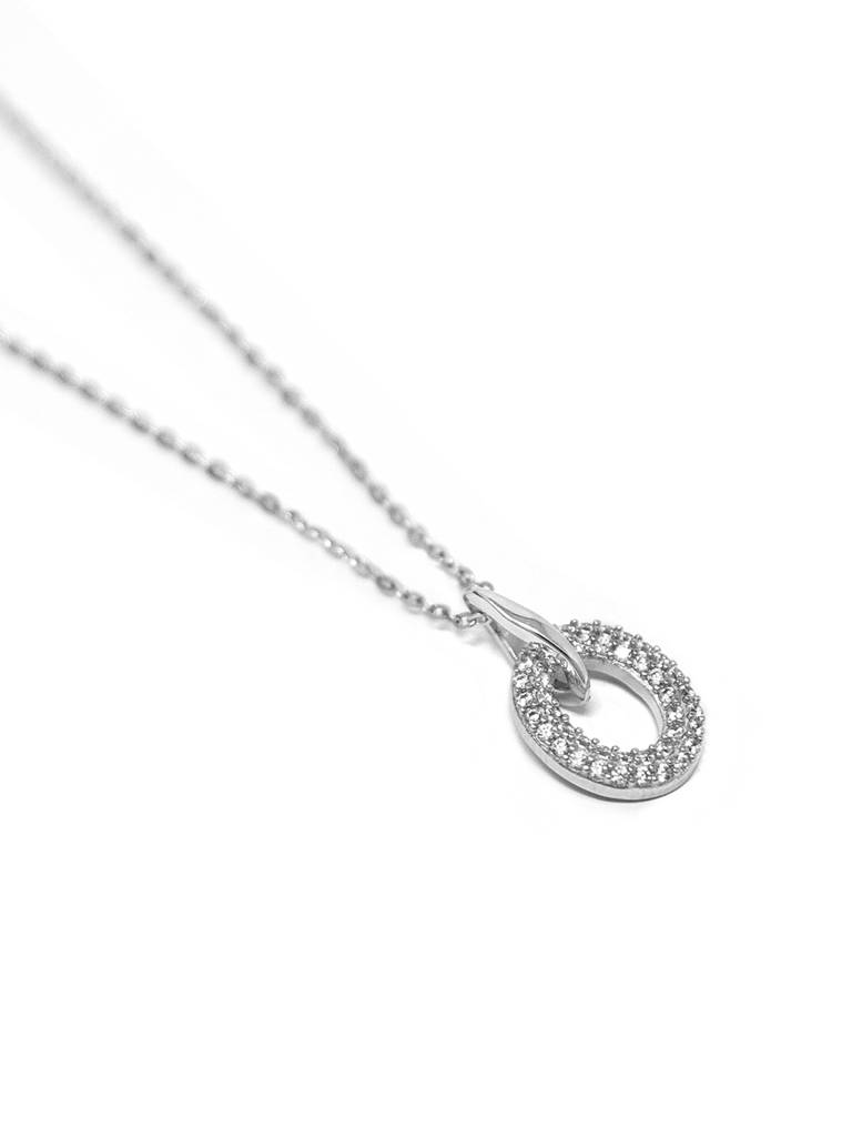Mannash Oval Charm Sterling Silver Chain Necklace : MZSNCP639D1507