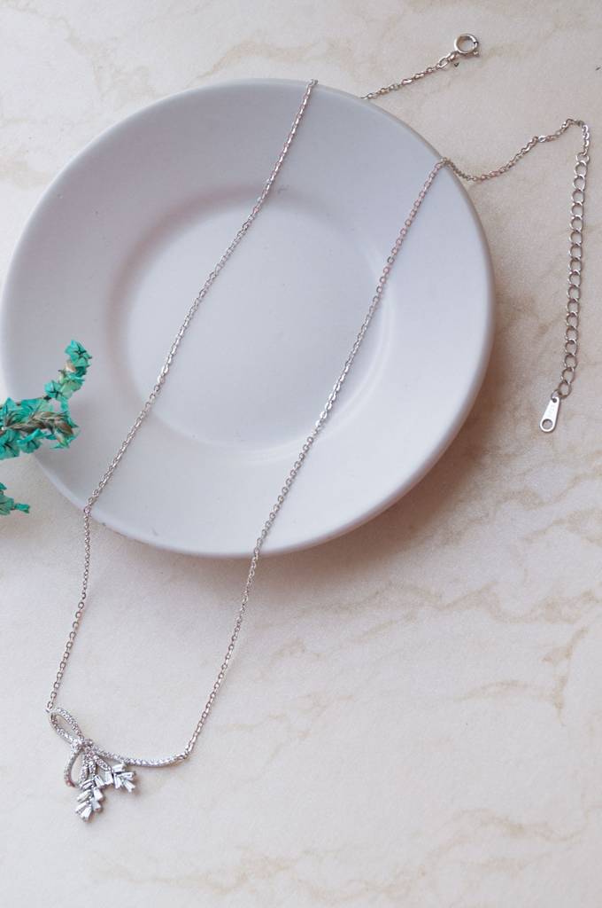 Mannash Luminous Knot Sterling Silver Chain Necklace : MZSNCP722D1707