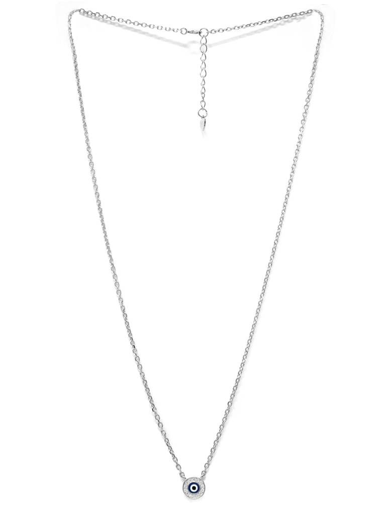 Evil Eye Round Hand-Painted Delicate Rose Gold Plated Sterling Silver Chain Necklace