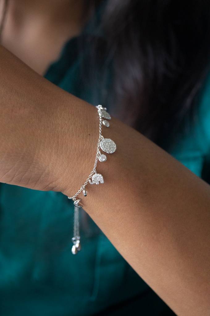 Cutie Charms Rose Gold Plated Sterling Silver Pull Chain Bracelet : MZSPB360D786