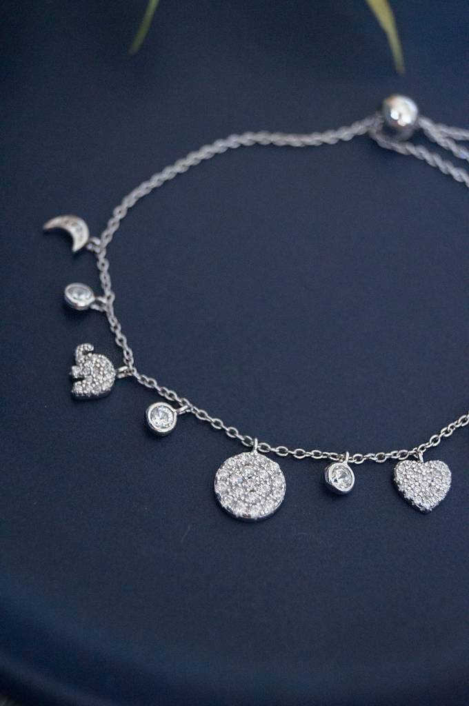 Cutie Charms Rose Gold Plated Sterling Silver Pull Chain Bracelet : MZSPB360D786