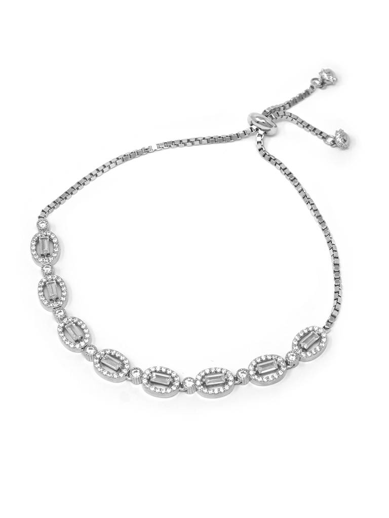 Radiant Sparkle Sterling Silver Pull Chain Bracelet : MZSPB444D1043