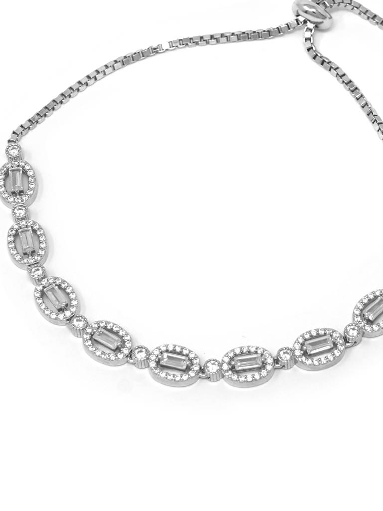 Radiant Sparkle Sterling Silver Pull Chain Bracelet : MZSPB444D1043