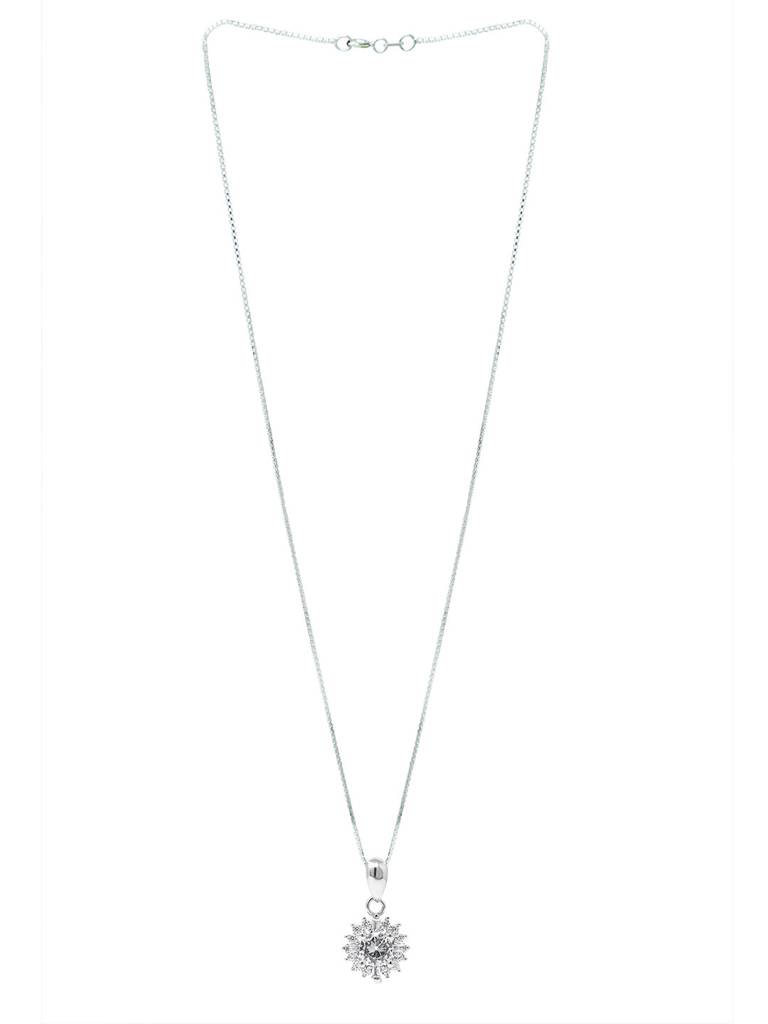 Mannash Born To Shine Solitaire 925 Sterling Silver Pendant With Chain
