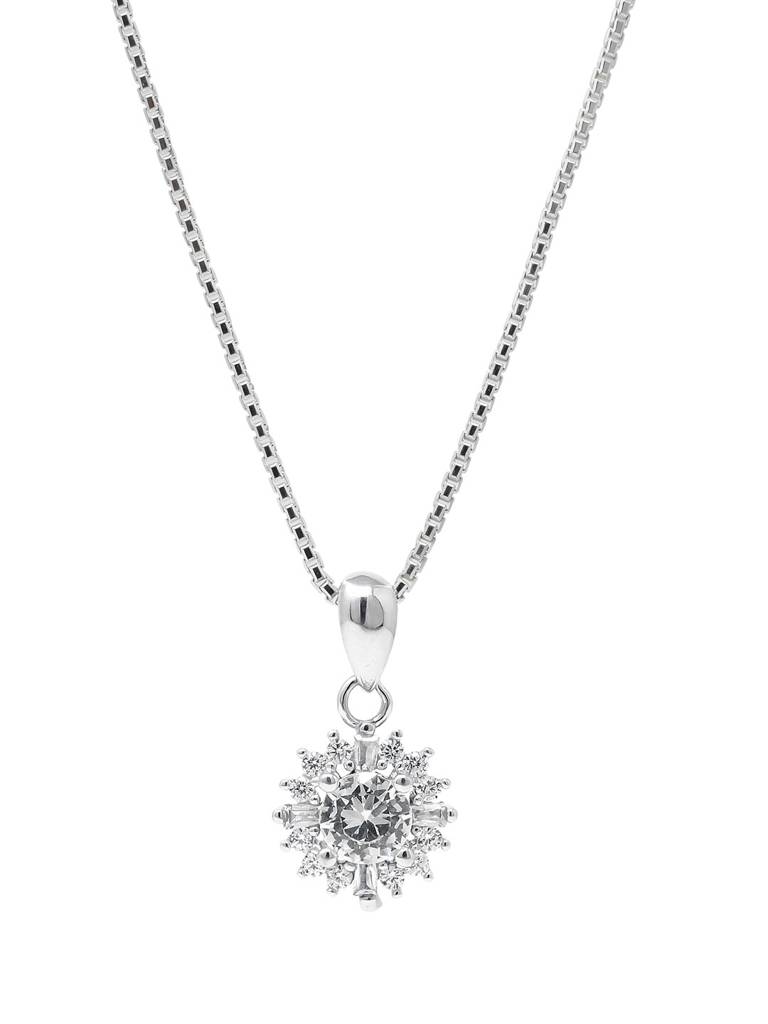 Mannash Born To Shine Solitaire 925 Sterling Silver Pendant With Chain