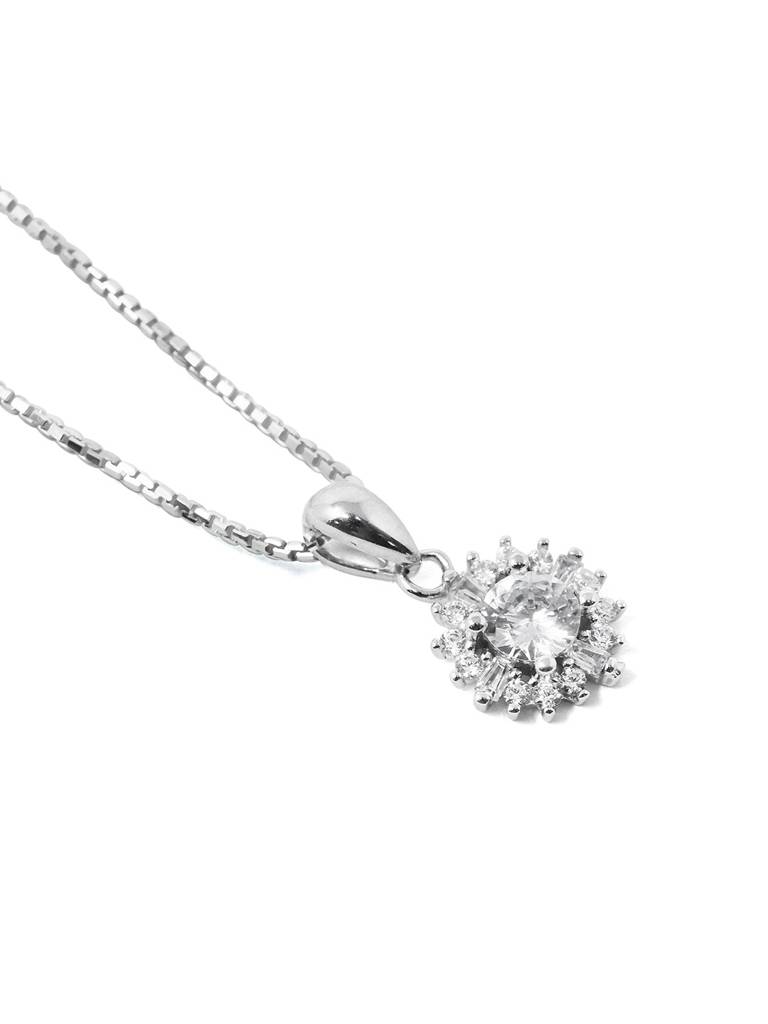 Mannash Born To Shine Solitaire 925 Sterling Silver Pendant With Chain