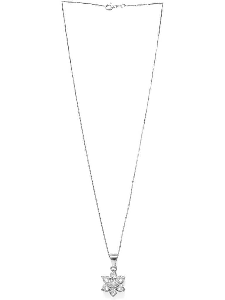 Mannash Floral Cluster Rose Gold Plated Sterling Silver Pendant With Chain : MZSPC297D623