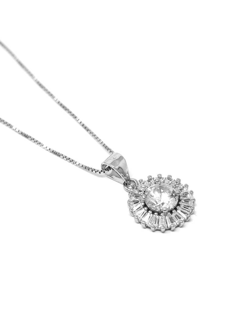 Radiant Solitaire Sterling Silver Pendant : MZSPC425D982