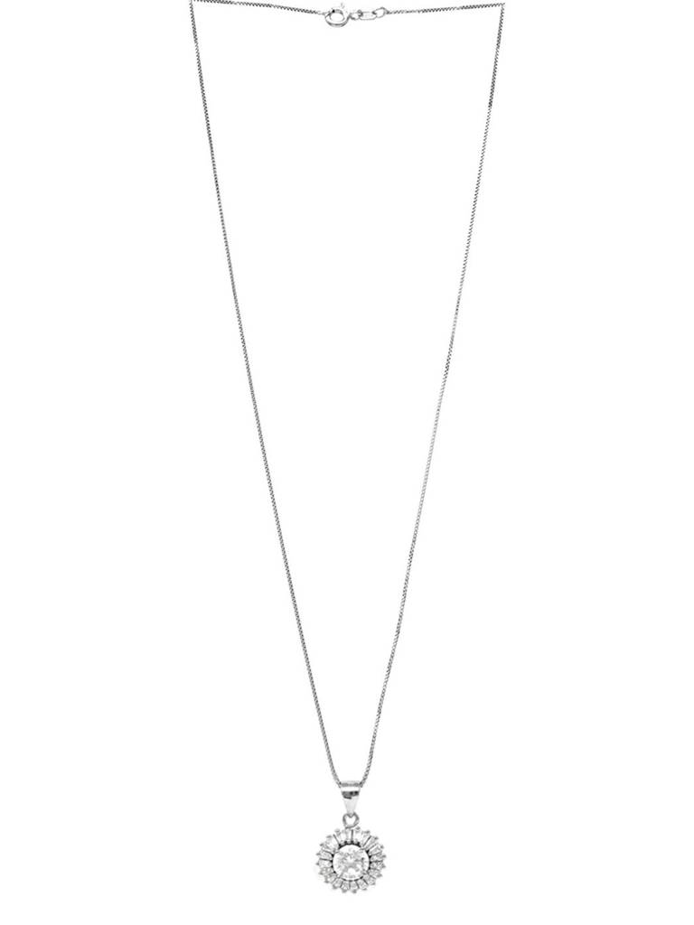Radiant Solitaire Sterling Silver Pendant : MZSPC425D982