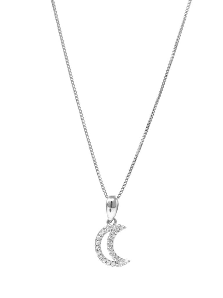 Mannash Half Moon 925 Sterling Silver Pendant With Chain