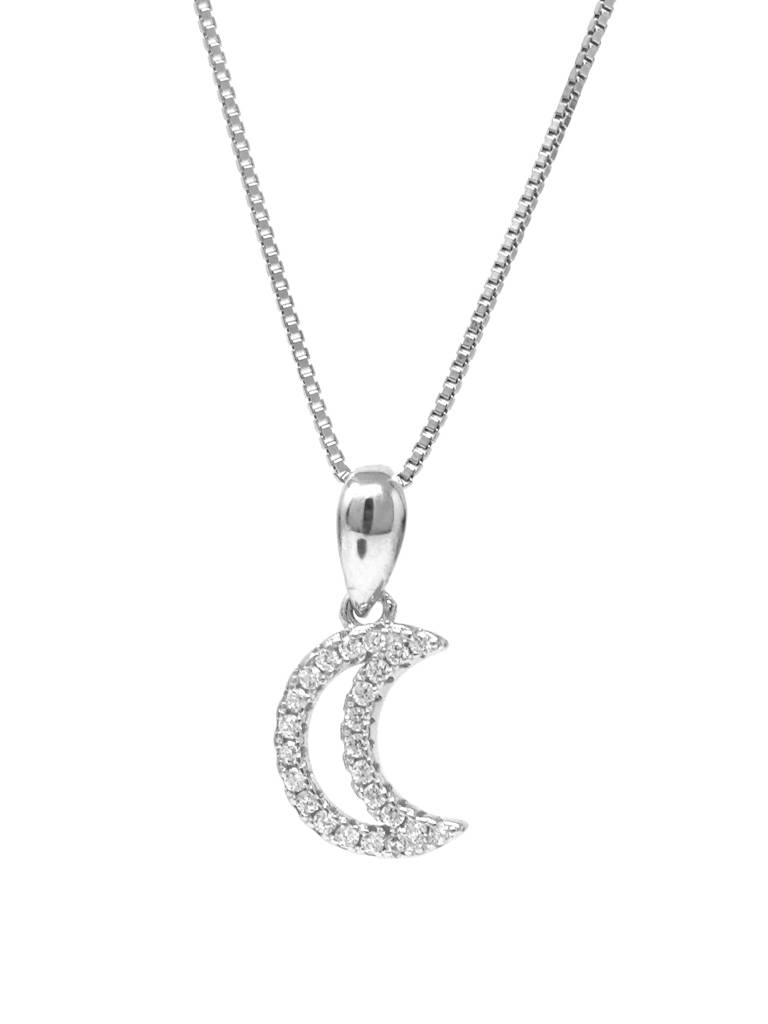 Mannash Half Moon 925 Sterling Silver Pendant With Chain