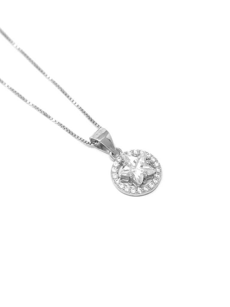 Mannash Glowing Star 925 Sterling Silver Pendant With Chain