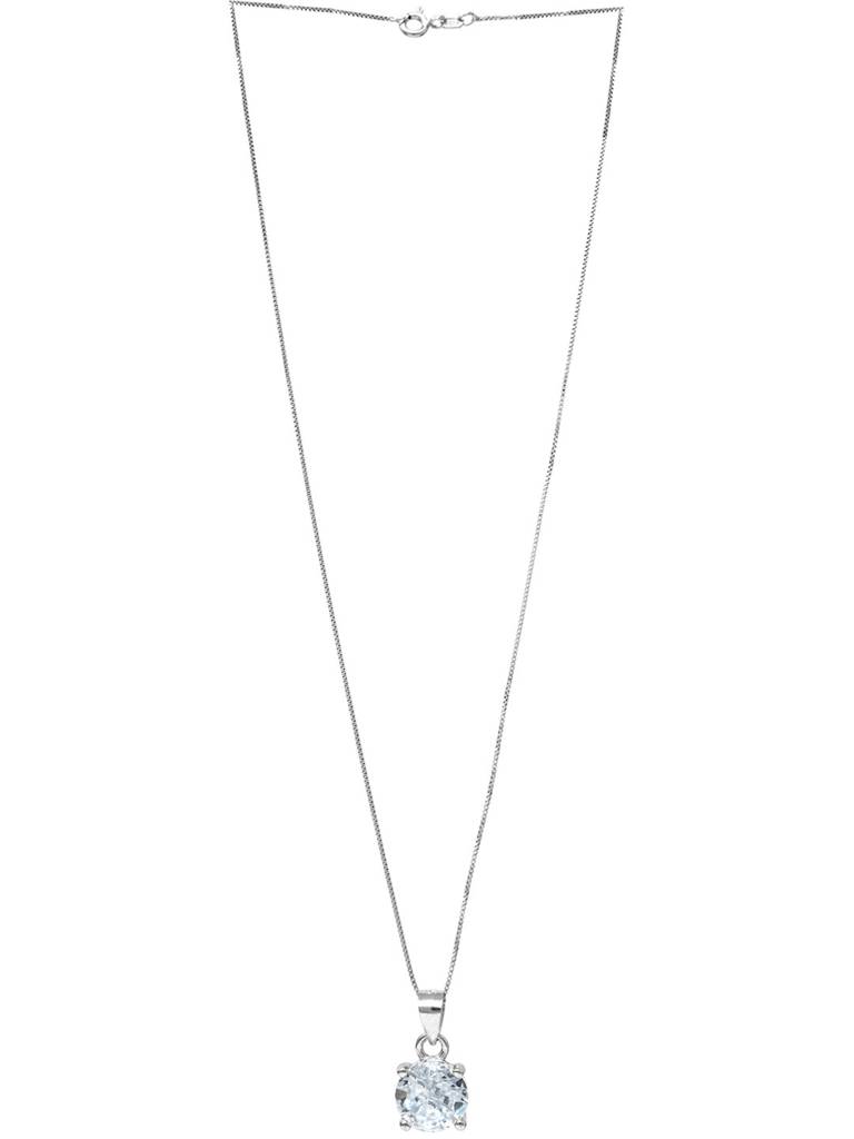 Mannash Classic Solitaire Sterling Silver Pendant With Chain