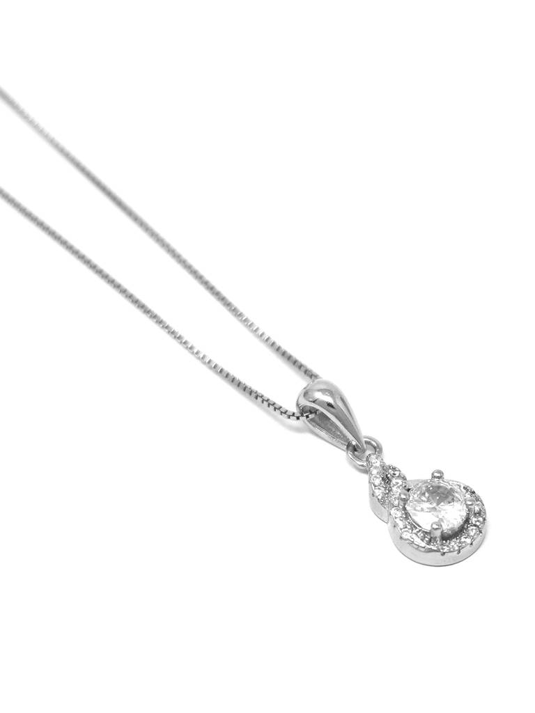 Stellar Solitaire Sterling Silver Pendant With Chain : MZSPC452D1072