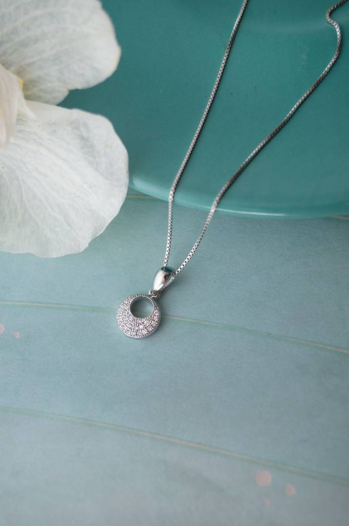 Little Circle Aura Sterling Silver Pendant With Chain : MZSPC542D1286