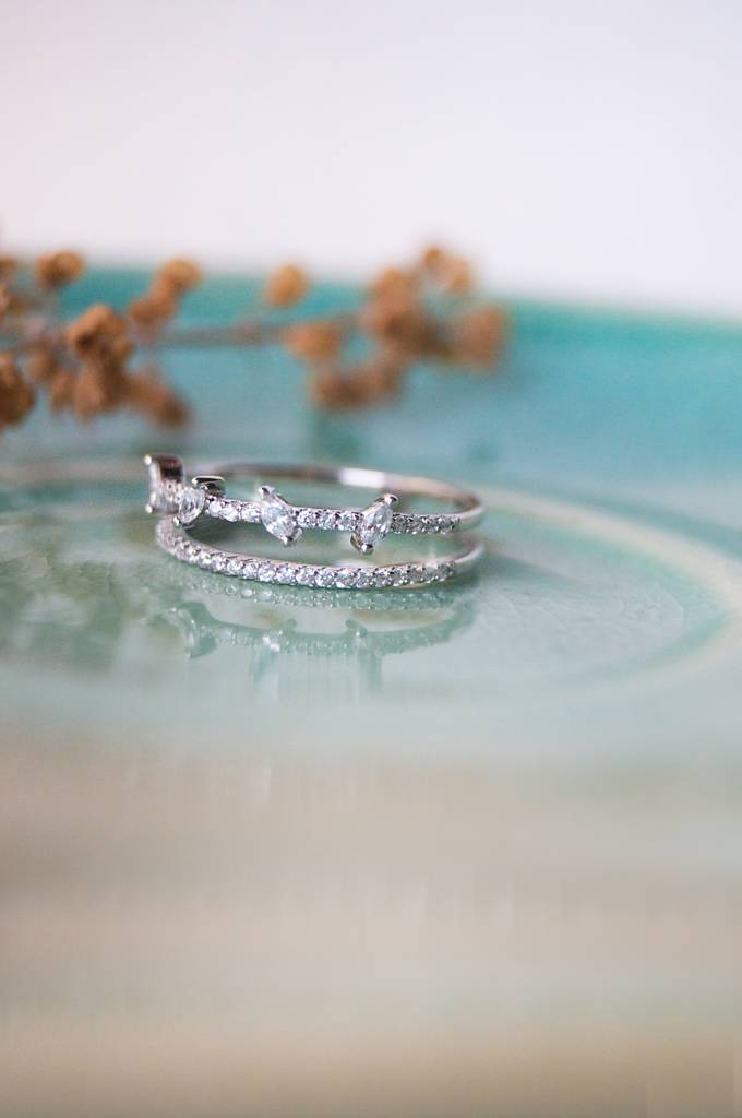 Twinkling Two Line Sterling Silver Ring : MZSRC318D656