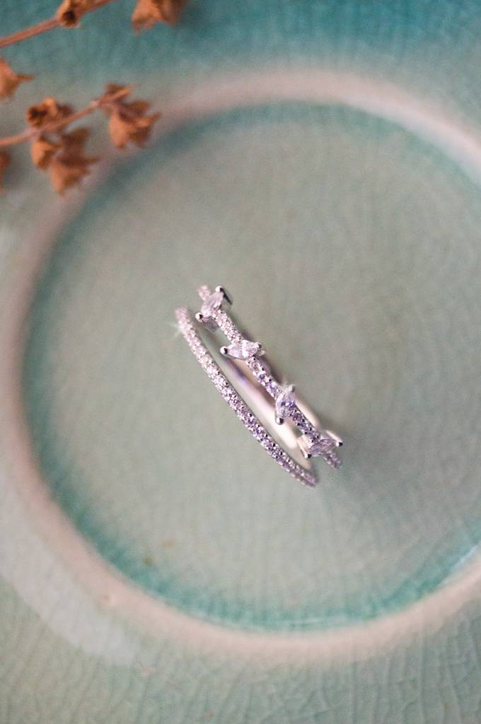 Twinkling Two Line Sterling Silver Ring : MZSRC318D656