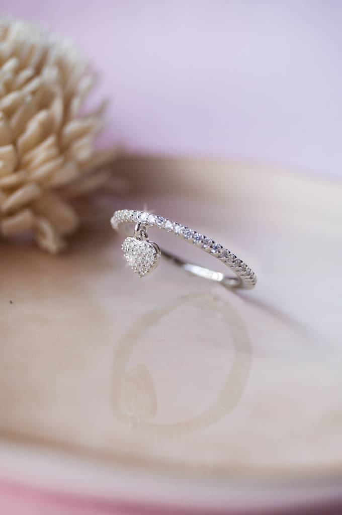 Heart Charm Rose Gold Plated Sterling Silver Ring : MZSRC321D671