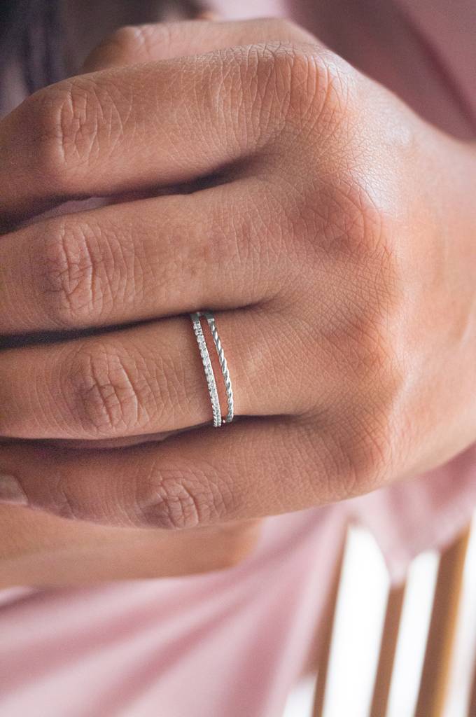 Sleek And Twisty Rose Gold Plated Sterling Silver Ring : MZSRC329D717