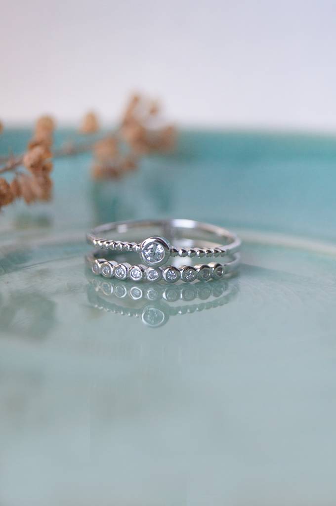 Gleaming Two Plated Sterling Silver Ring : MZSRC330D722