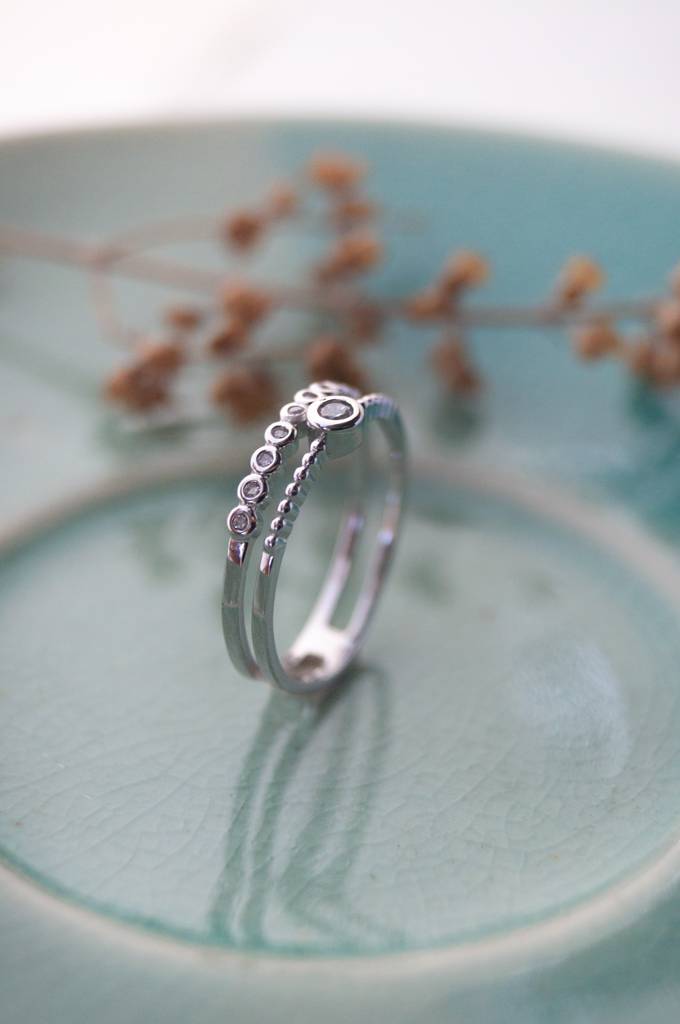 Gleaming Two Plated Sterling Silver Ring : MZSRC330D722