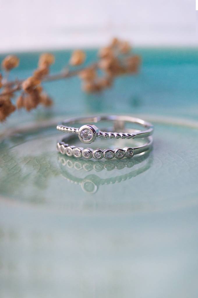Gleaming Two Layer Rose Gold Plated Sterling Silver Ring : MZSRC330D723